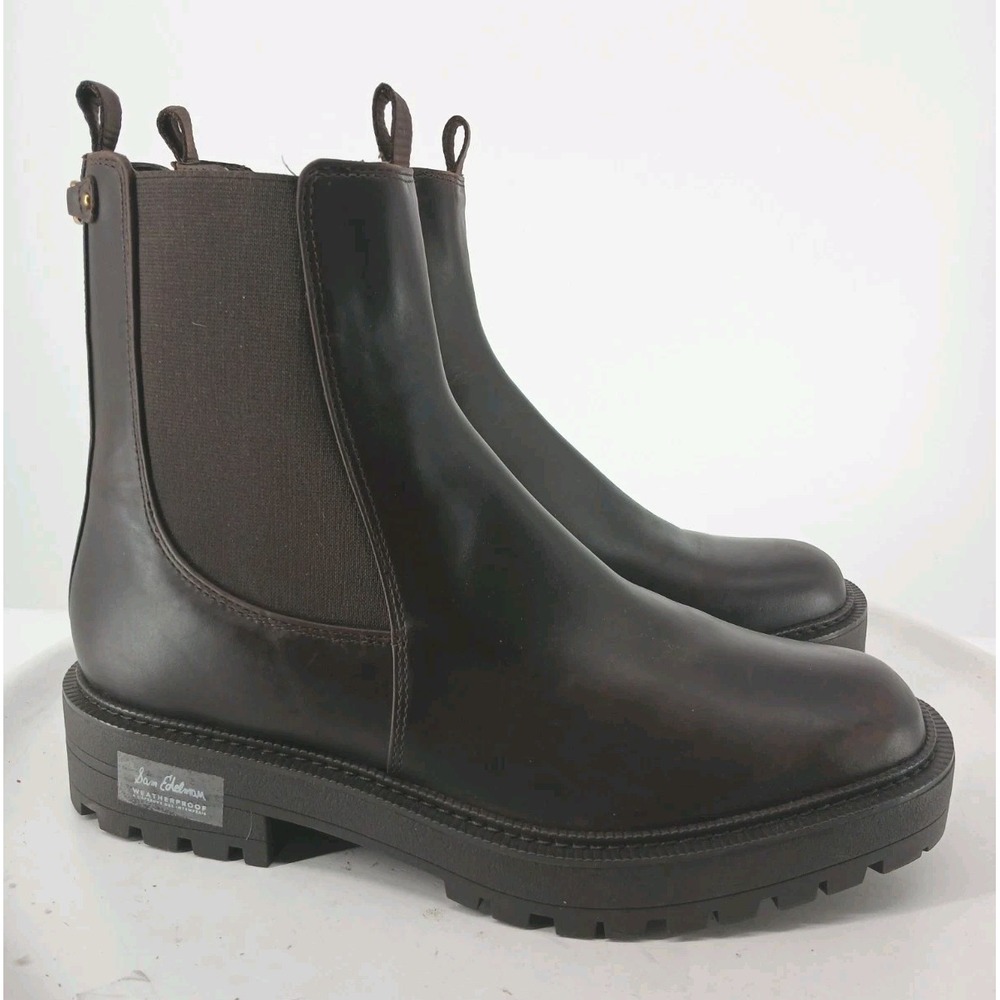 Sam Edelman Laguna Chelsea Boots Lug Soles Brown Faux Leather Size 12  NEW. C117